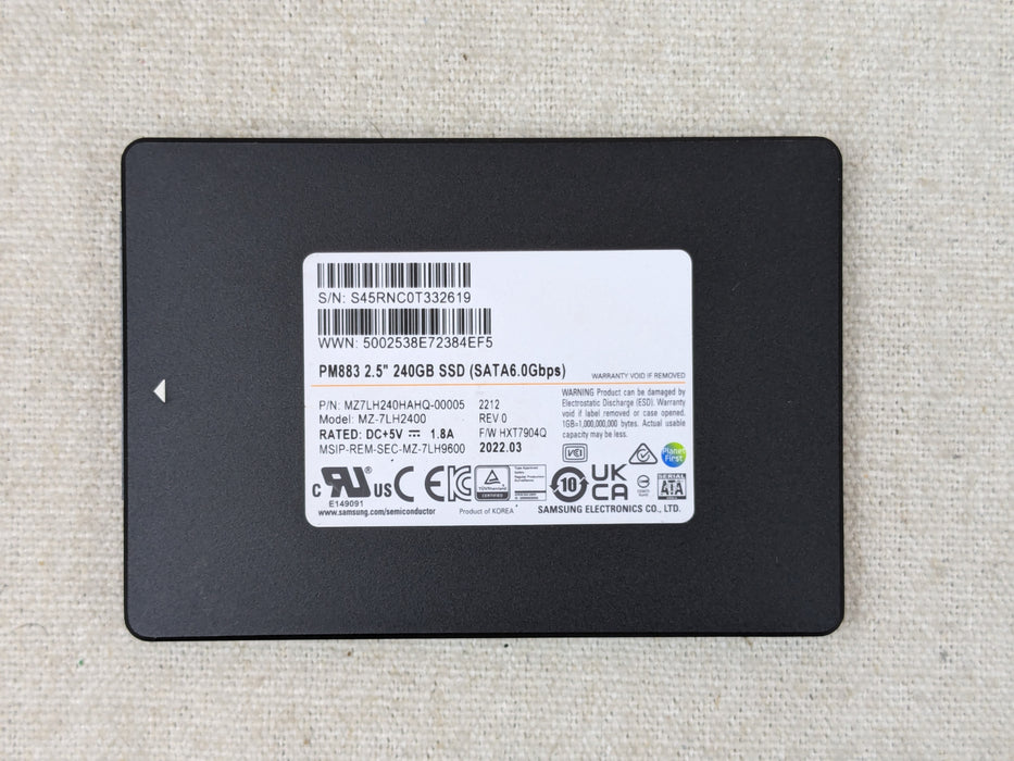 Samsung MZ-7LH2400 PM883 240GB 6Gb/s 2.5” SATA SSD MZ7LH240HAHQ