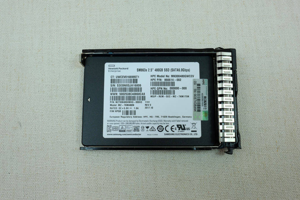 HPE 872518-001 480GB 6Gb/s 2.5" SATA Mixed Use SSD MK000480GWCEV MZ-7KM480N