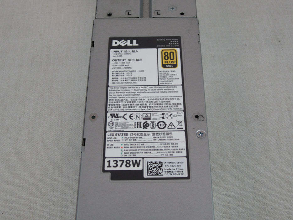 Dell 3M1TC 1378W Power Supply Module for Compellent SCv3020 SC5020 SC7020