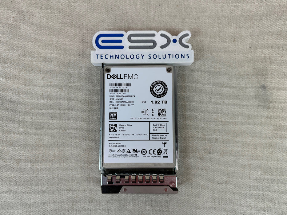 Dell J68N1 1.92TB 12Gb/s 2.5" SAS Read Intensive SSD HUSTR7619ASS200