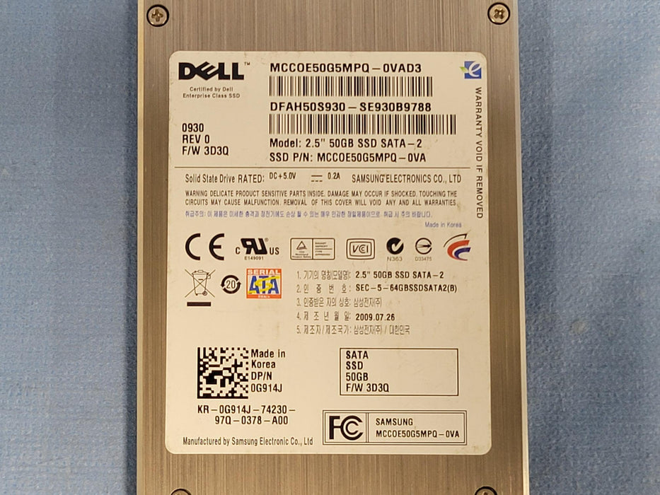 Dell Samsung 50GB 2.5" SATA SSD MCC0E50G5MPQ-0VAD3 / G914J