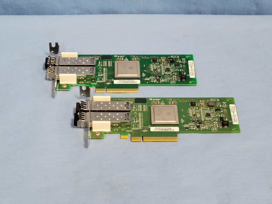 Lot of 2 Dell MFP5T QLogic Dual-Port 8Gb/s PCI-e Fiber Channel HBA w/ SFPs