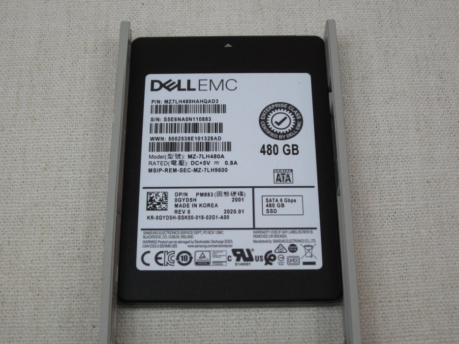 Dell GYD5H 480GB 6Gb/s 2.5” SATA RI SSD Solid State Drive with 2.5” Tray