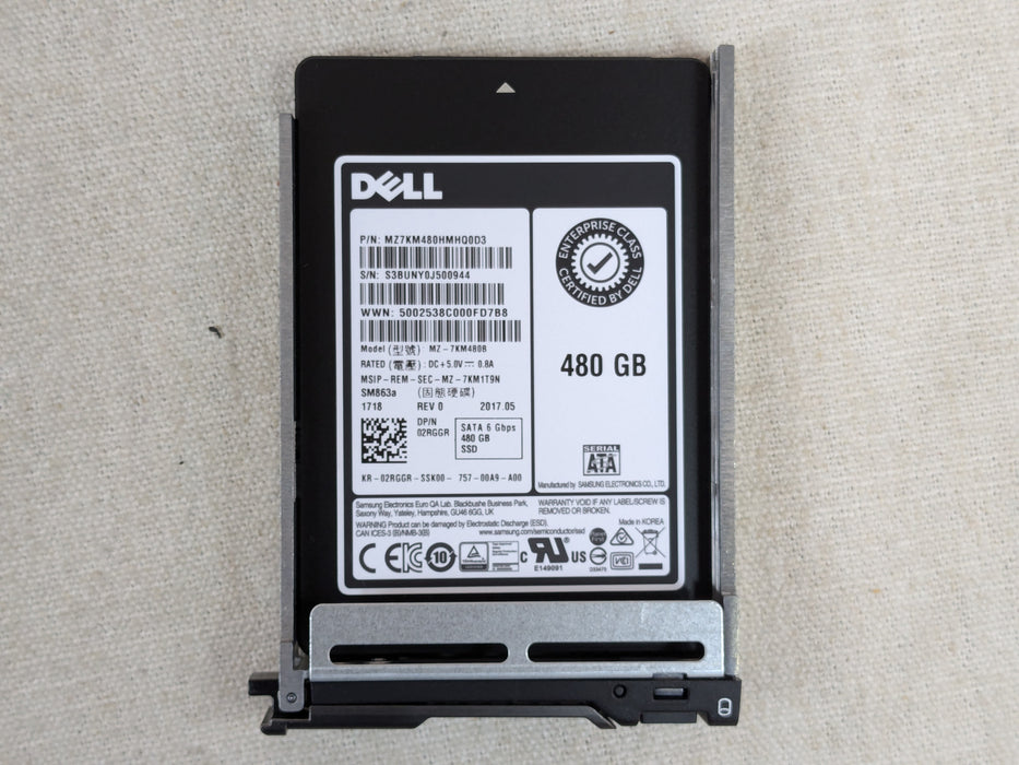 Dell 2RGGR 480GB 6Gb/s 2.5” SATA Mix Use SSD Samsung SM863a MZ-7KM480B