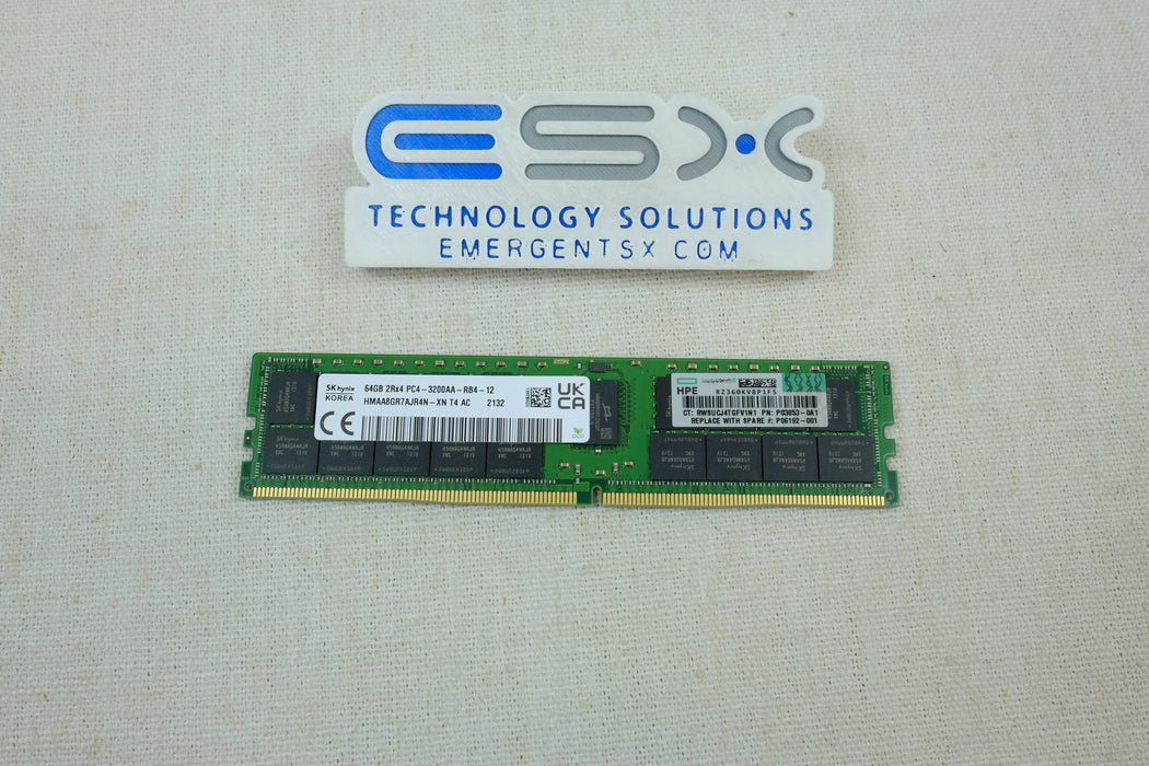 HP P03053-0A1 64GB 2Rx4 PC4-3200AA DDR4 ECC Smart Memory Server DIMM P00930-B21