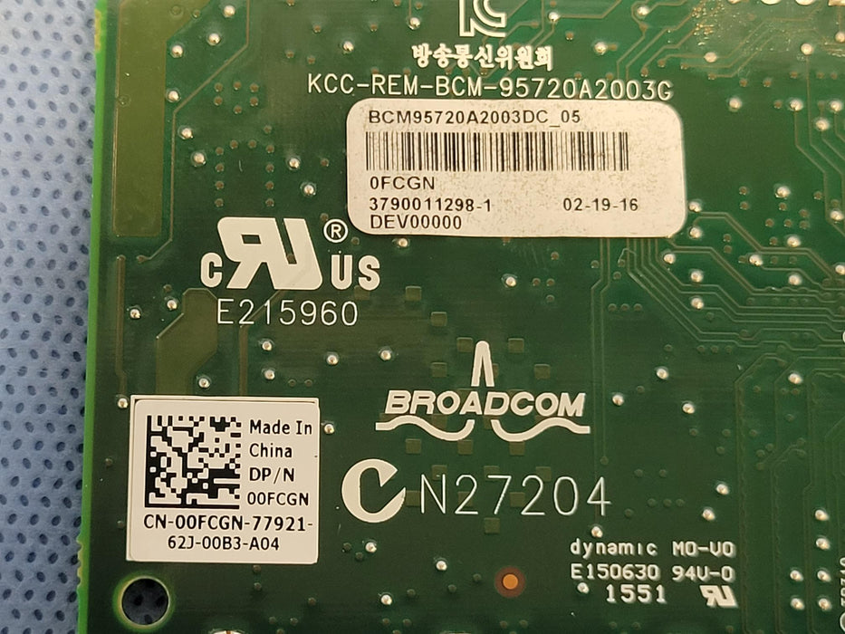 Dell 0FCGN Broadcom 5720 Dual Port 1GbE Gigabit Ethernet Network Adapter Card FH