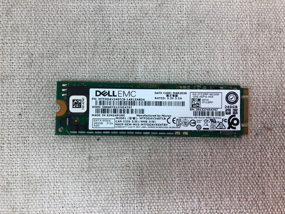 Dell TC2RP 240GB 6Gb/s SATA M.2 SSD Micron 5100 Pro for BOSS Card MTFDDAV240TCB