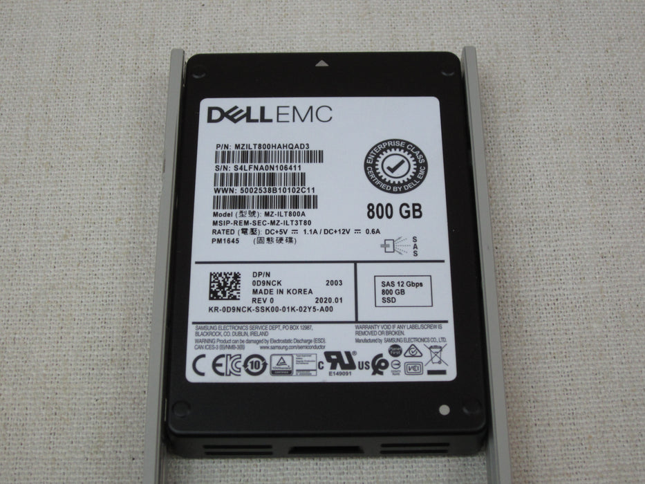 Dell D9NCK 800GB 12Gb/s 2.5" TLC Mix Use SSD PM1645 MZ-ILT800A