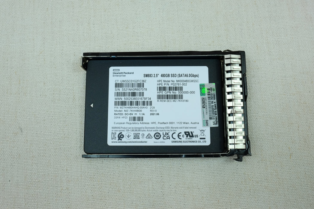 HPE P09907-001 480GB 6Gb/s 2.5" SATA Mixed Use MLC SSD MK000480GWSSC MZ-7KH4800