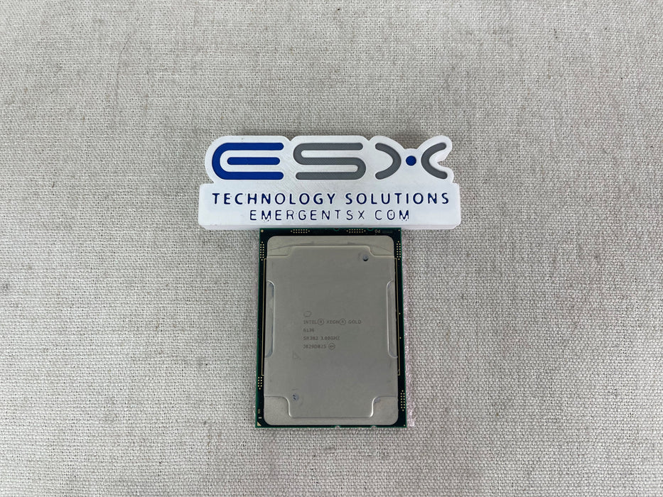 Intel Xeon 12 Core Gold 6136 @ 3.0GHz 24.75MB 150W LGA3647 Processor SR3B2 CPU